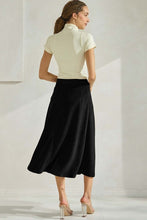 Corduroy Flare Midi Skirt 018 in Black