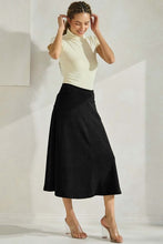 Corduroy Flare Midi Skirt 018 in Black