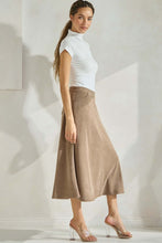 Corduroy Flare Midi Skirt 018 in Khaki
