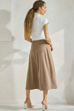 Corduroy Flare Midi Skirt 018 in Khaki