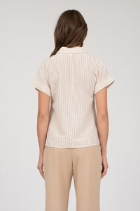 Striped Linen Shirt 2230 in Black and Khaki