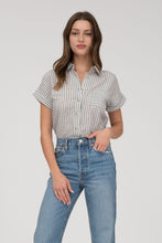 Striped Linen Shirt 2230 in Black and Khaki