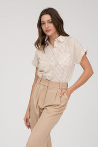 Striped Linen Shirt 2230 in Black and Khaki