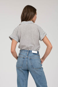 Striped Linen Shirt 2230 in Black and Khaki