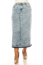 Plus Long Denim Skirt in Sand Blush Style 89229X