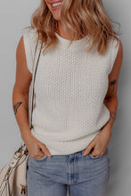 Eyelet Knit Crewneck Sweater Vest in Cream 302