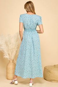 Floral Maxi Dress Style 3039 in Blue Print