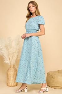Floral Maxi Dress Style 3039 in Blue Print