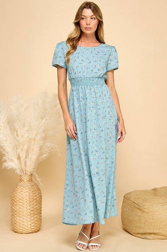 Floral Maxi Dress Style 3039 in Blue Print