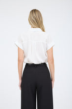 Pinstripe Short Sleeve Collared Shirt 1658 in Off White