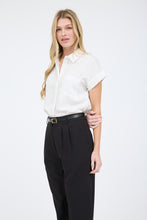 Pinstripe Short Sleeve Collared Shirt 1658 in Off White