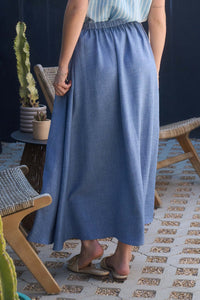 High Waisted Skirt With Elastic in Denim Style 1030