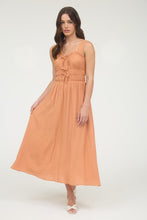 Shirred Sleeveless Midi Dress Style 2607 in Pumpkin