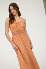 Shirred Sleeveless Midi Dress Style 2607 in Pumpkin