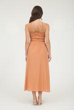 Shirred Sleeveless Midi Dress Style 2607 in Pumpkin