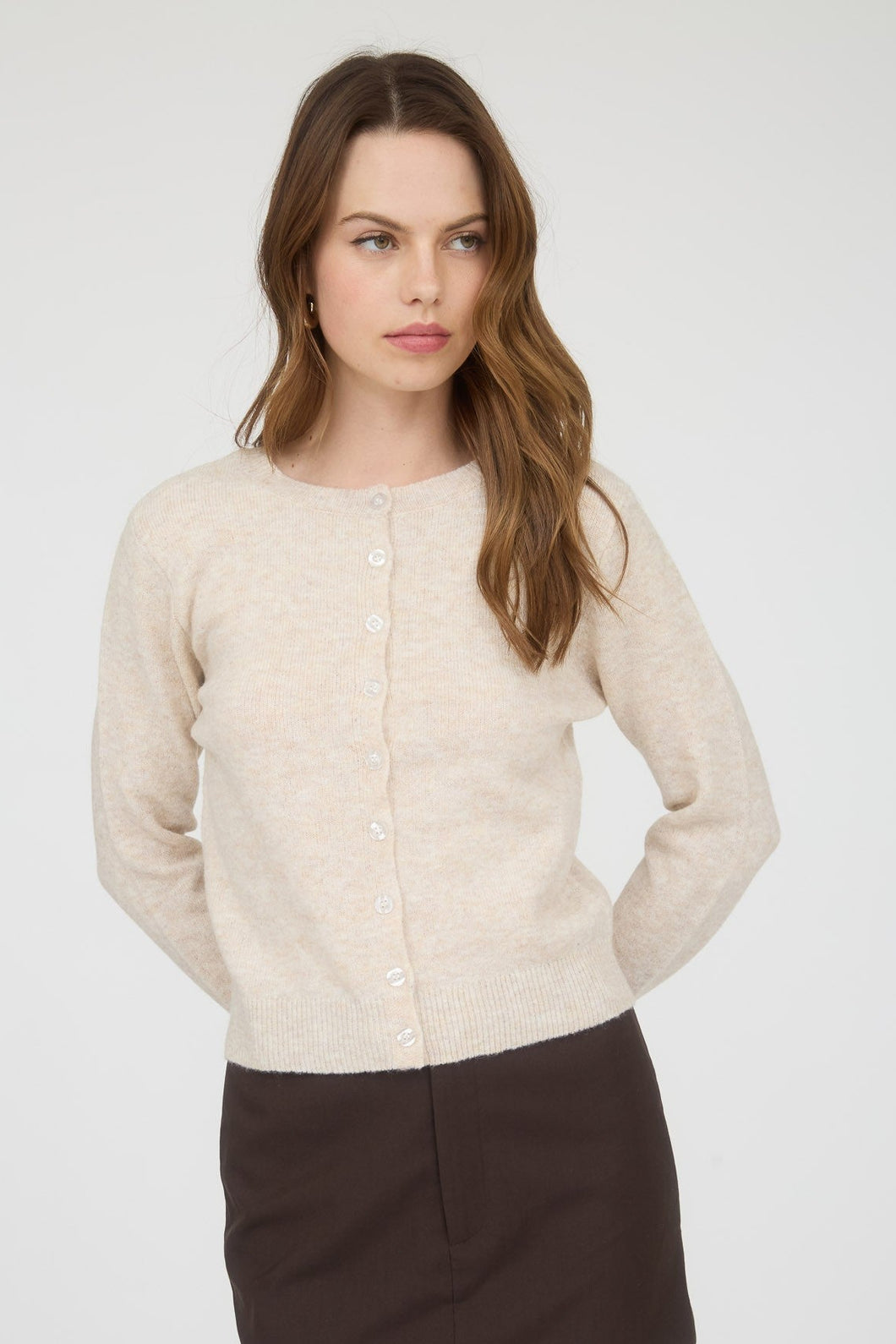 Button Down Cardigan 1508 in Cream