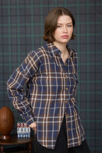 Plaid Button Down Shirt in Navy/Brown 2676