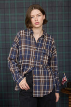 Plaid Button Down Shirt in Navy/Brown 2676