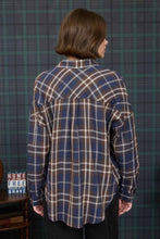 Plaid Button Down Shirt in Navy/Brown 2676