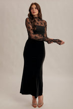 Velvet Maxi Skirt 6561 in Black