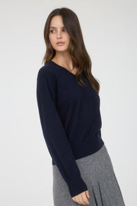 Navy V-Neck Knit Sweater 2015