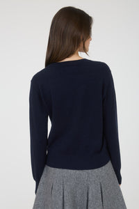 Navy V-Neck Knit Sweater 2015