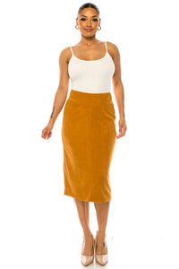 Corduroy Midi Skirt Style 79219 in Amber
