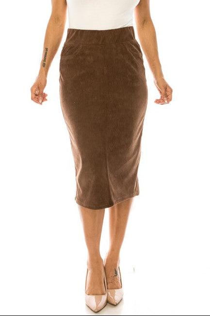 Plus Corduroy Denim Skirt 79219X in Pinecone