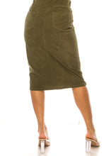 Corduroy Midi Skirt Style 79219 in Moss