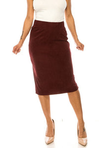 Corduroy Midi Skirt Style 79219 in Merlot