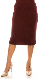 Plus Corduroy Denim Skirt 79219X in Merlot