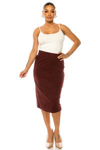 Plus Corduroy Denim Skirt 79219X in Merlot