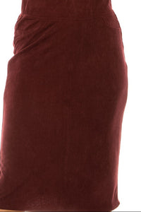 Plus Corduroy Denim Skirt 79219X in Merlot