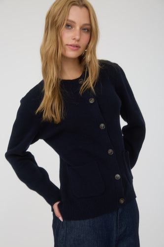 Pocket Detail Knit Cardigan in Navy 1137