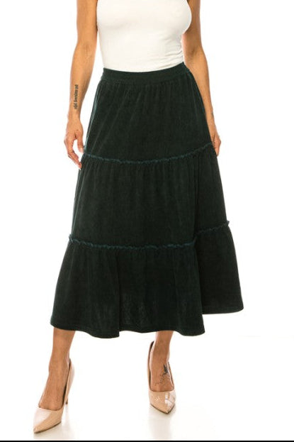 Tiered Corduroy Skirt 89395 in Cypress