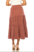 Tiered Corduroy Skirt 89395 in Chestnut
