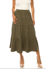 Tiered Corduroy Skirt 89395 in Moss