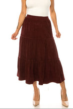 Tiered Corduroy Skirt 89395 in Merlot