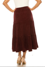 Tiered Corduroy Skirt 89395 in Merlot