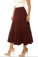 Tiered Corduroy Skirt 89395 in Merlot