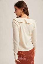 Ruffle Long Sleeve Ribbed Top 8674