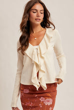 Ruffle Long Sleeve Ribbed Top 8674