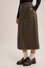 Button Down Houndtooth Skirt 8710 in Olive - Skirtz & Co