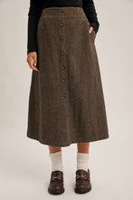 Button Down Houndtooth Skirt 8710 in Olive - Skirtz & Co