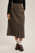 Button Down Houndtooth Skirt 8710 in Olive - Skirtz & Co