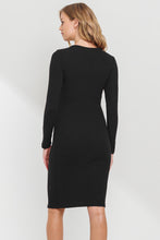 Double Layer Long Sleeve Nursing Dress 2546 in Black