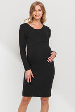 Double Layer Long Sleeve Nursing Dress 2546 in Black