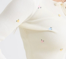 Embroidery Front Tie Cardigan In Ivory