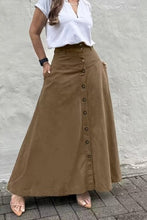 Lily Button-Front Skirt - Brown