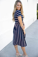 Striped Eliana Dress in Navy
